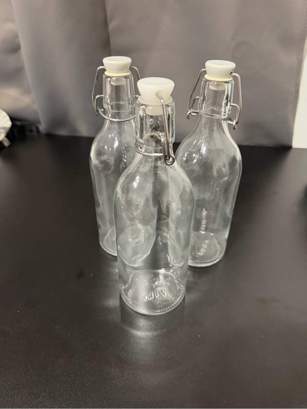 IKEA Clear Glass Bottles with White Swing-Top Caps (Set of 3)